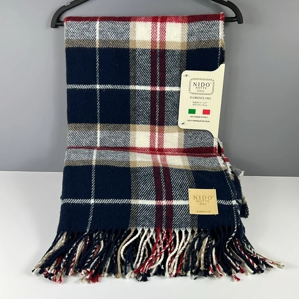 NIDO Plaid Throw Blanket with Fringe Made in Italy 51
